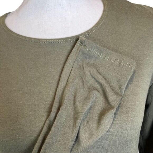 GO Couture Long Sleeve Midi Dress Super Stretch Olive Green Size Large - Picture 2 of 8